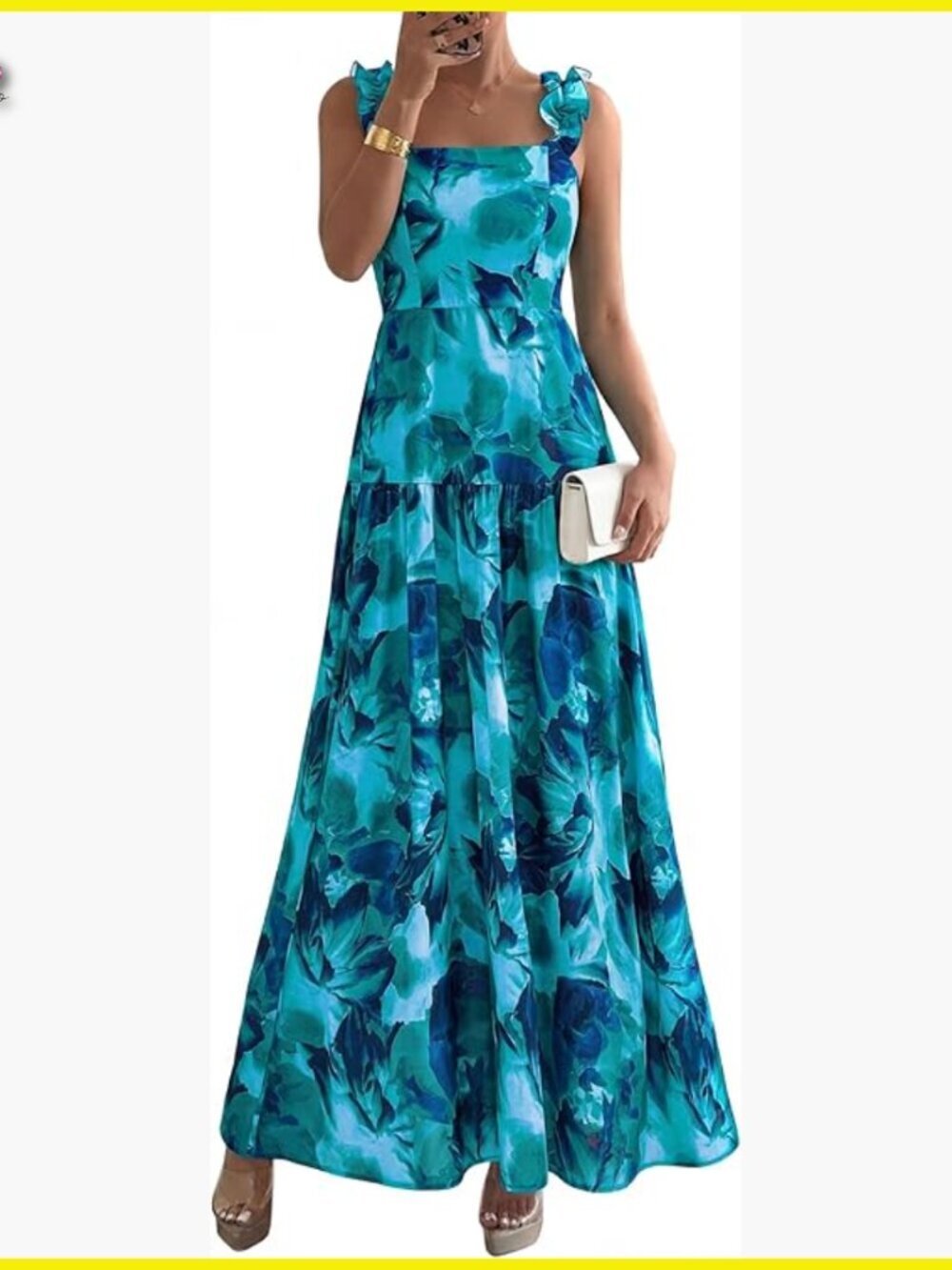 Sleeveless Smocked Floral Maxi Dress Formal Wedding Guest Party Elegant